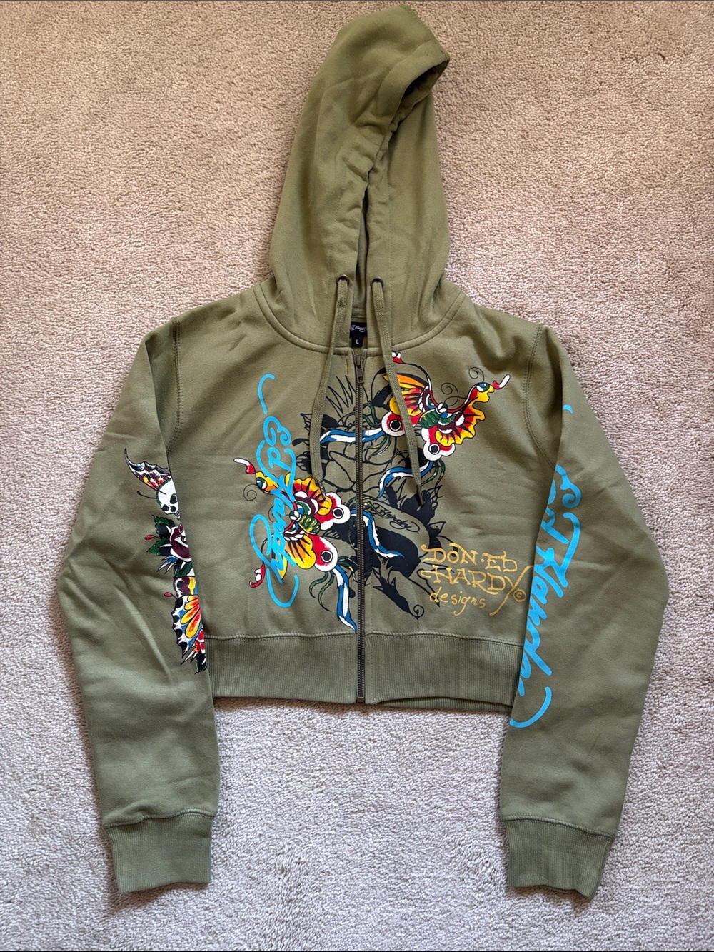 Ed Hardy Butterfly Crop Hoodie